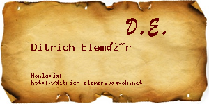 Ditrich Elemér névjegykártya